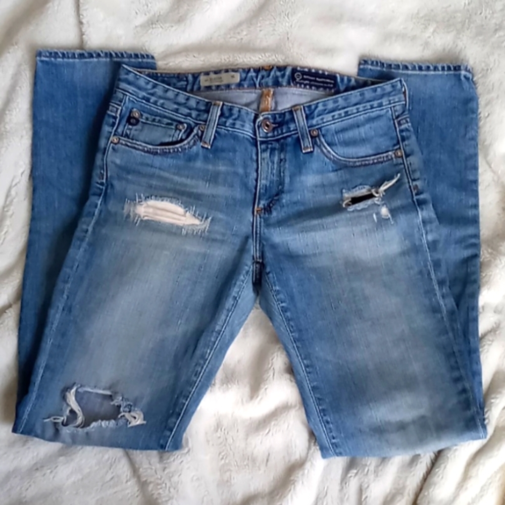 AG Adriano Goldschmied jeans The Stevie Slim Straight Jean, 27R, distressed